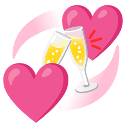 revolving hearts and clinking glasses