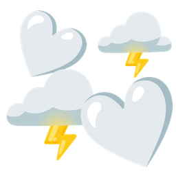 revolving hearts and cloud with lightning