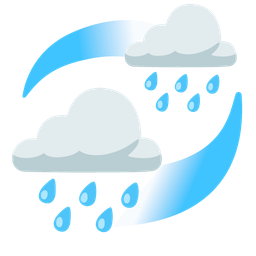 revolving hearts and cloud with rain