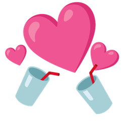 revolving hearts and cup with straw