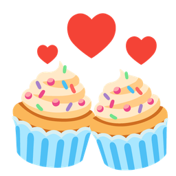 revolving hearts and cupcake
