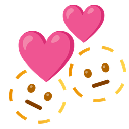 revolving hearts and dotted line face