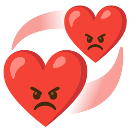 revolving hearts and enraged face