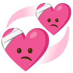 revolving hearts and face with head-bandage