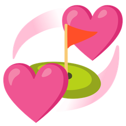 revolving hearts and flag in hole