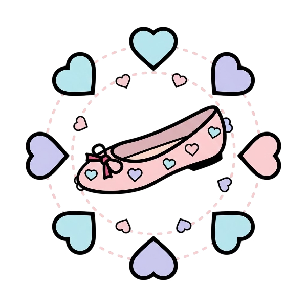 Revolving hearts and Flat shoe