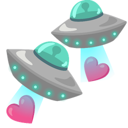 revolving hearts and flying saucer