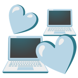 revolving hearts and laptop