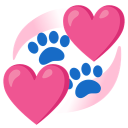 revolving hearts and paw prints