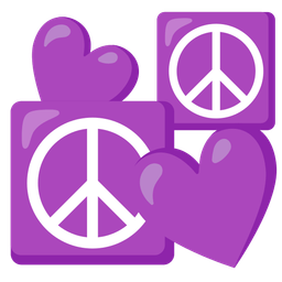 revolving hearts and peace symbol