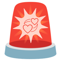 revolving hearts and police car light