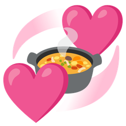 revolving hearts and pot of food