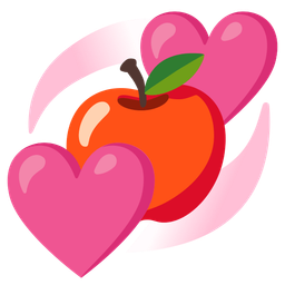 revolving hearts and red apple