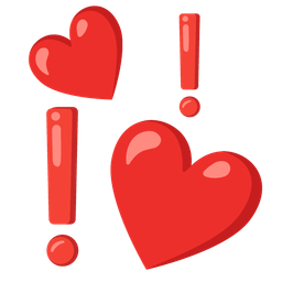 revolving hearts and red exclamation mark