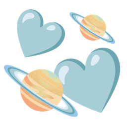 revolving hearts and ringed planet