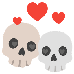 revolving hearts and skull