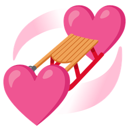 revolving hearts and sled