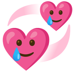 Revolving hearts and Smiling face with tear