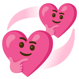 revolving hearts and thinking face