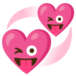 Revolving hearts and Winking face with tongue