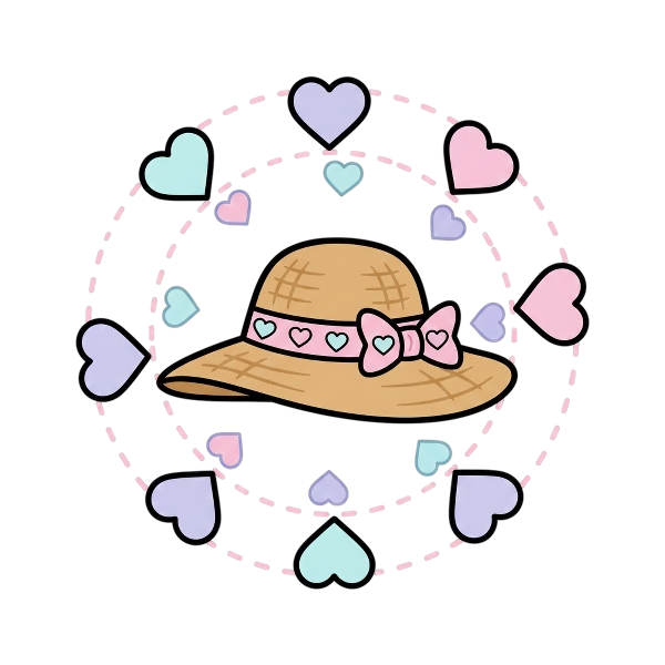 Revolving hearts and Woman’s hat