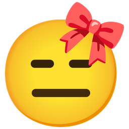 ribbon and expressionless face