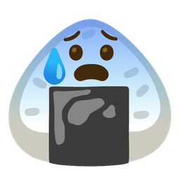 Rice ball and Anxious face with sweat