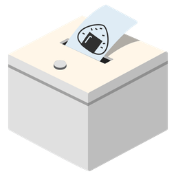 Rice ball and Ballot box with ballot