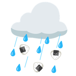 Rice ball and Cloud with rain