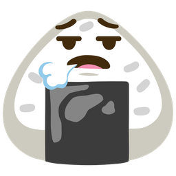 Rice ball and Face exhaling