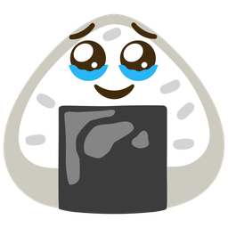 Rice ball and Face holding back tears