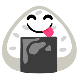 Rice ball and Face savoring food