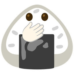 Rice ball and Face with open eyes and hand over mouth