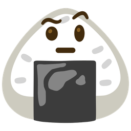 Rice ball and Face with raised eyebrow