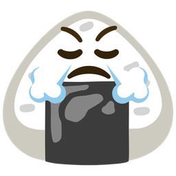 Rice ball and Face with steam from nose