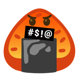 Rice ball and Face with symbols on mouth