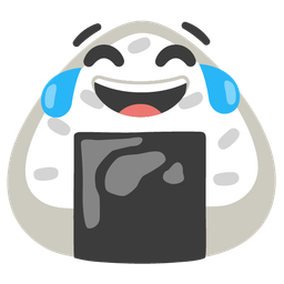 Rice ball and Face with tears of joy