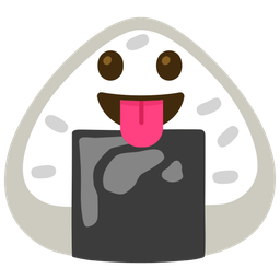 Rice ball and Face with tongue