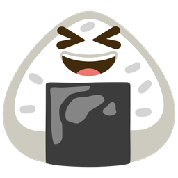 Rice ball and Grinning squinting face