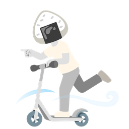 Rice ball and Kick scooter