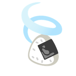 Rice ball and Leaf fluttering in wind