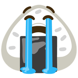 Rice ball and Loudly crying face