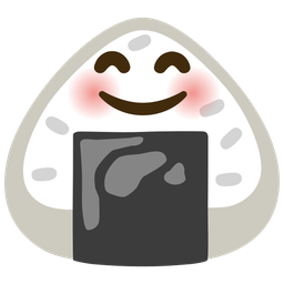 Rice ball and Smiling face with smiling eyes