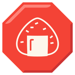 Rice ball and Stop sign