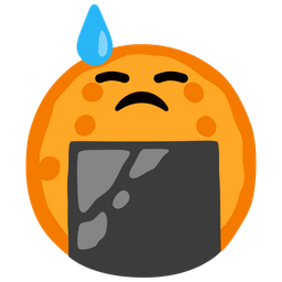 Rice cracker and Downcast face with sweat