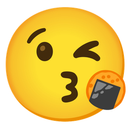 Rice cracker and Face blowing a kiss