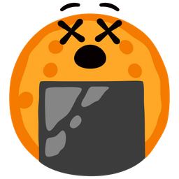 Rice cracker and Face with crossed-out eyes