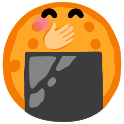 Rice cracker and Face with hand over mouth