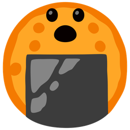 Rice cracker and Face with open mouth