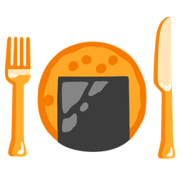 Rice cracker and Fork and knife with plate